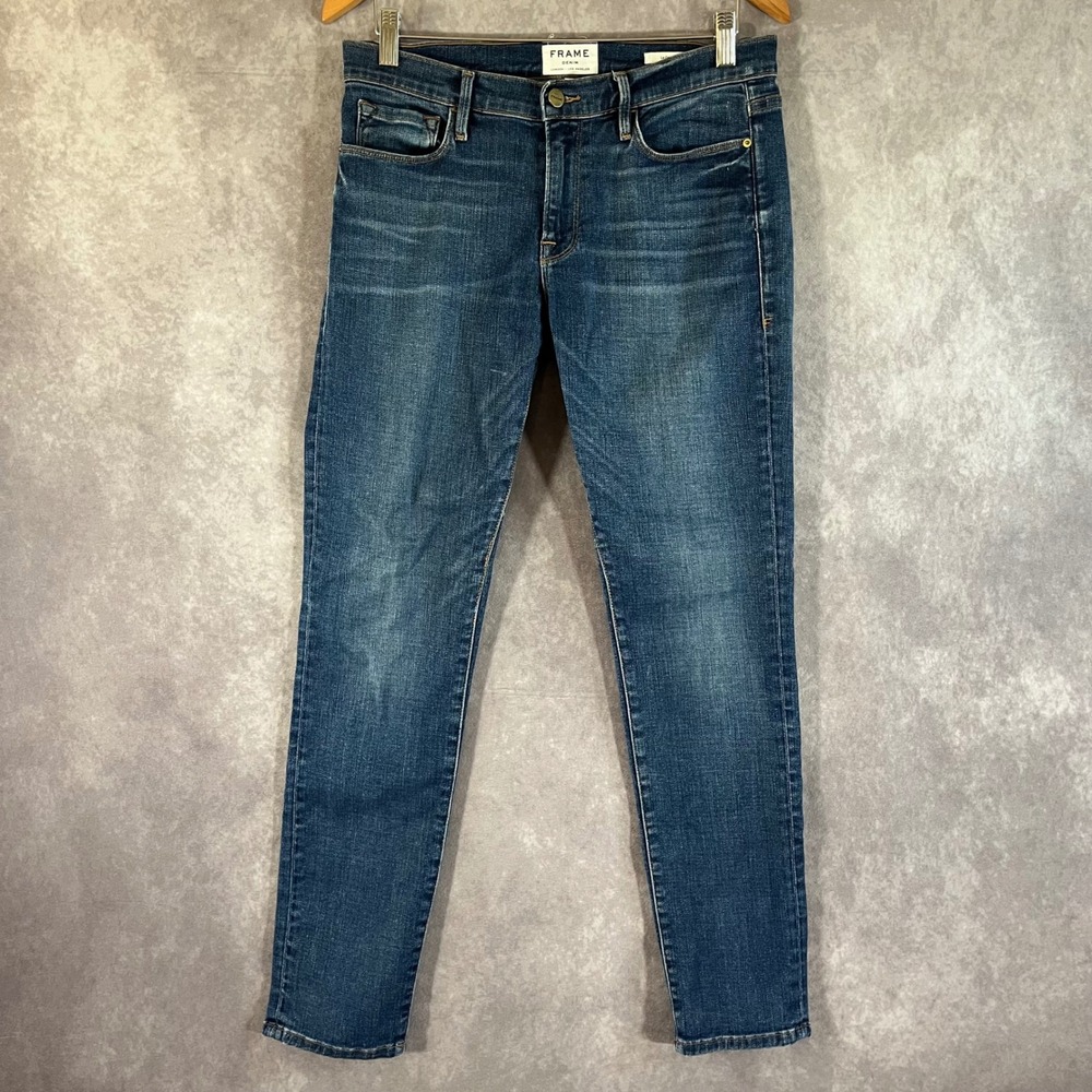 Frame Le Garçon Jeans Women 27 Blue Mentor Slim Boyfriend Mid Rise LGJ179 Casual